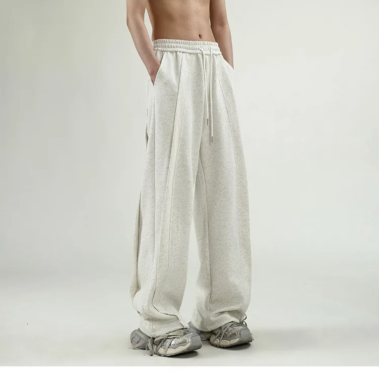 

American Style Deconstructed Sweatpants For Men Spring High Street Cool Wide-Leg Casual Trendy Brand Design Elastic Waist