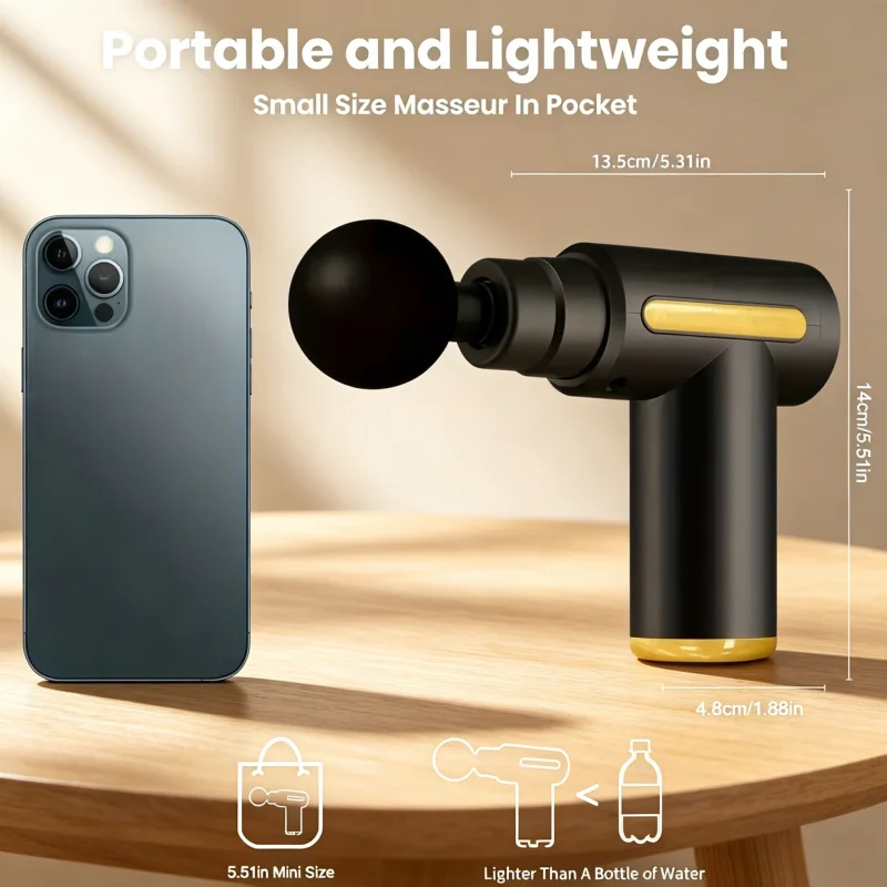 Portable Handheld Fascia Gun, USB Charging 6 Speed Massage Gun, Electric Tapping Massager for Body Back Neck Leg Relax