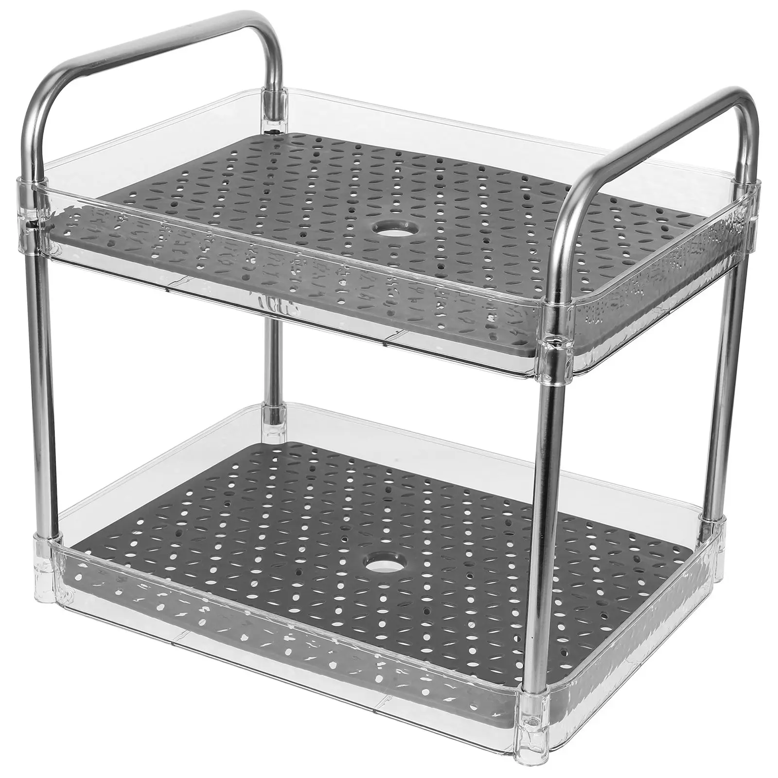

Double Tier Kitchen Counter Drying Rack Transparent Dish Draining Stand for Plates Cups Bowls Cutlery Pot Lid Storage Multi