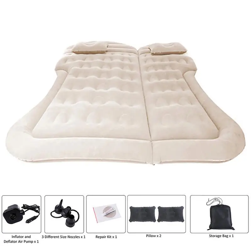 Car Air Mattress Inflatable Car Mattress For Trunk Car Trunk Inflatable Air Mattress Thickened Camping Bed With Cushion Pillow