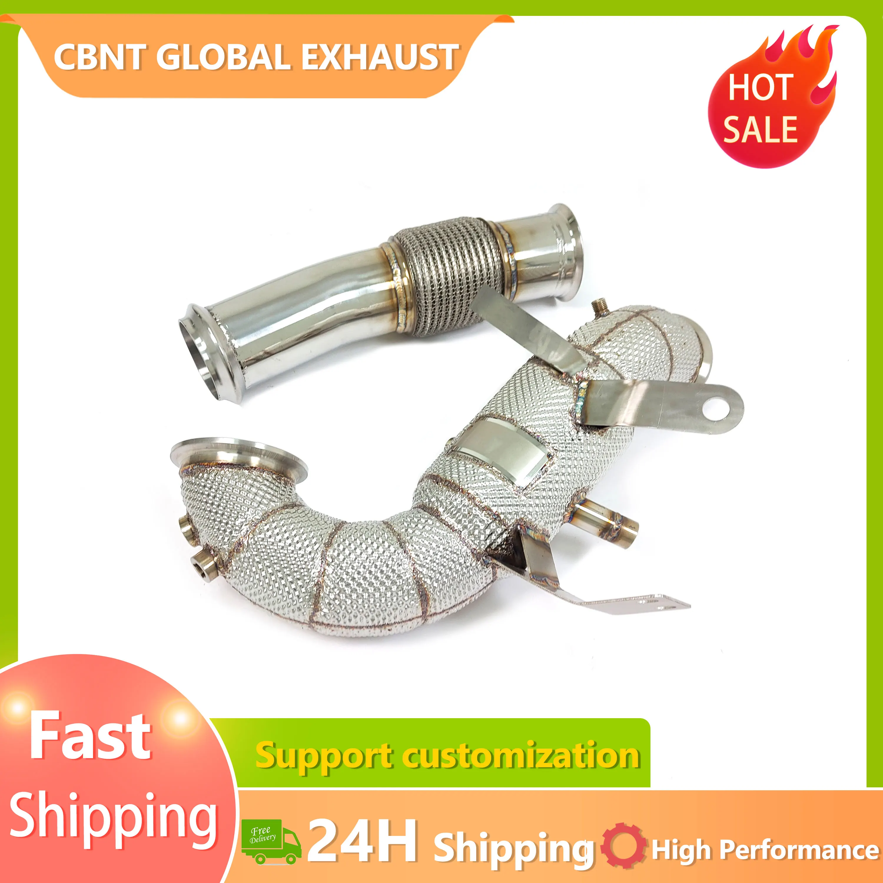 CBNT High Flow Catted/Catless Downpipe for Mercedes Benz A45 CLA45 GLA45 AMG W177 Performance Car Accessories Exhaust Systems