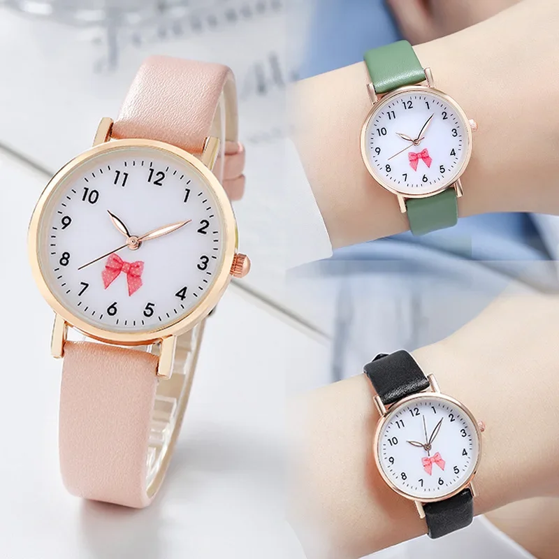 Montre avec bracelet en silicone pour enfants, joli nœud, dessin animé, style académique, mignon et minimaliste, étudiant, filles, vente en gros, nouveau