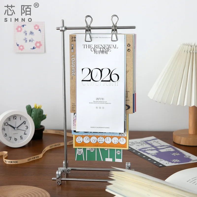 2026 calendários de eixo óptico coreano ins calendário semanal suporte estilo futuro escritório desktop ornamento decoração criativa suporte caixa de presente