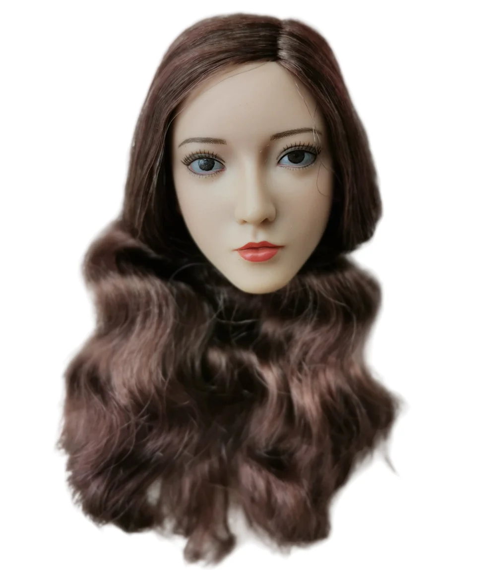 1/6 Scale Head Carving YMTOYS 040B Female Soldier PVC Long Curly Neck Hair 12 Inch Action Figure Body Doll