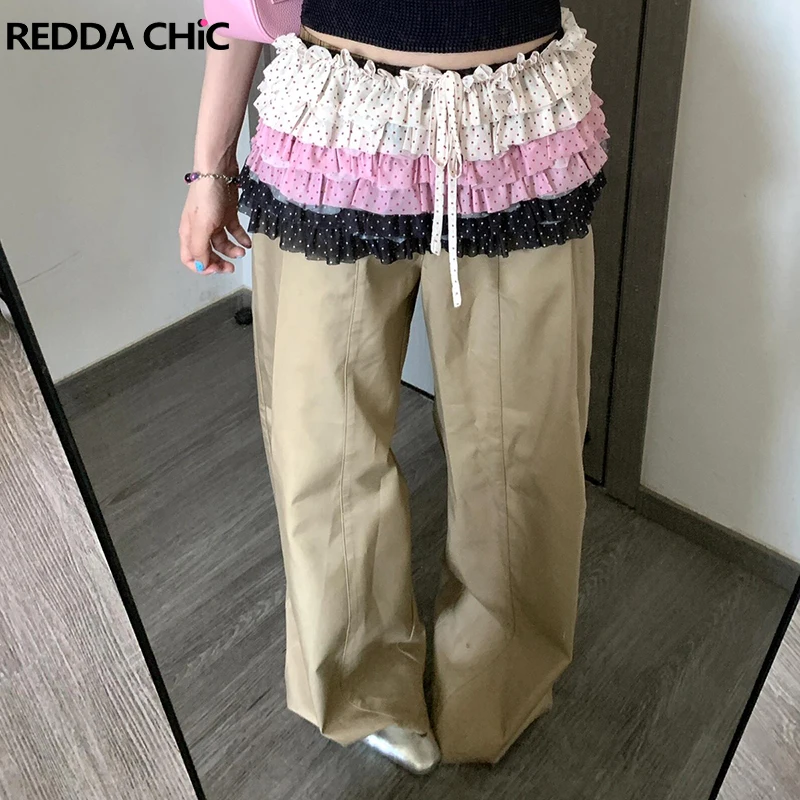 

ReddaChic Women Summer Layering Mini Tiered Skirt Y2k Vintage Polka Dots Contrast Low Rise Pleats Cake Skirt Korea Women Clothes