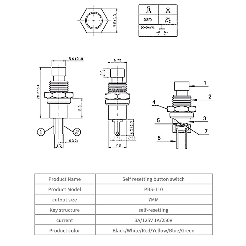 10Pcs Momentary Pus…