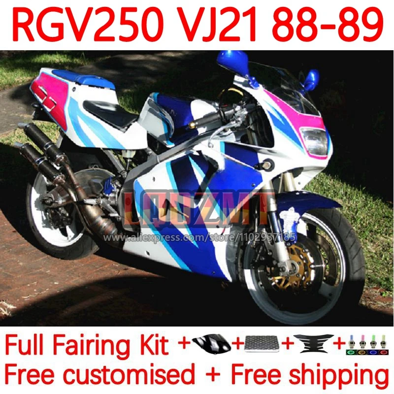 Factory Blue OEM Body For SUZUKI RGV250 RGVT RGV 250 SAPC VJ21 RGVT-250 RGVT250 1988 1989 VJ 21 RGV-250 88 89 Fairings 86No.0