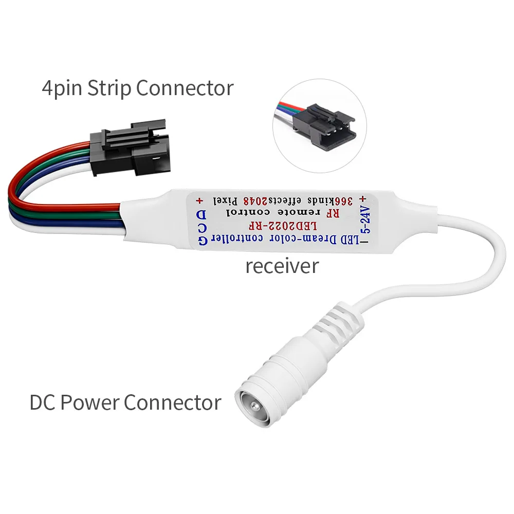 USB 5V WS2813 DC5-24V WS2815 Pixels LED Strip Light Controller MINI 17Keys Music RF Remote 366Modes Control Smart LED Tape