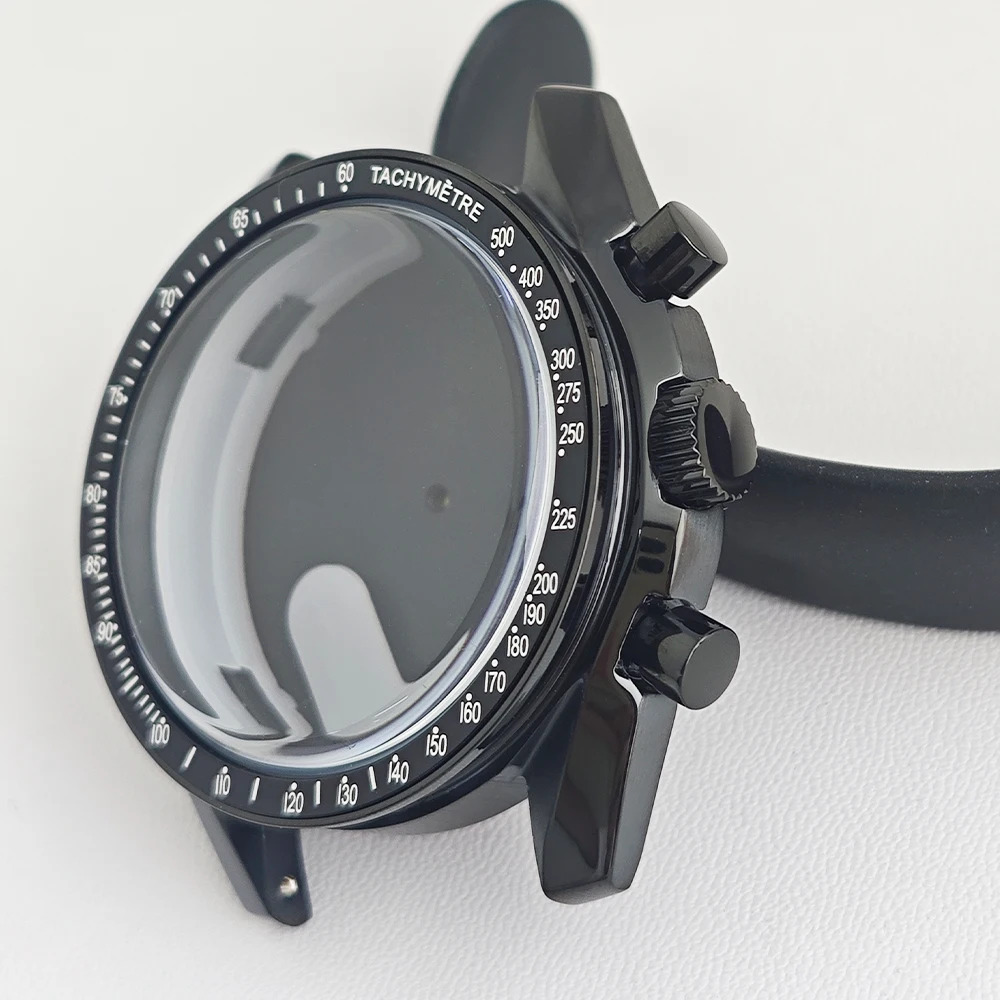 39,7mm Hochwertige Uhrenbox Passend für VK63 Quarz-Uhrwerk Uhrenteile für Herren Schwarzes Edelstahl VK63-Gehäuse 20mm Uhrenarmband – Detail 4