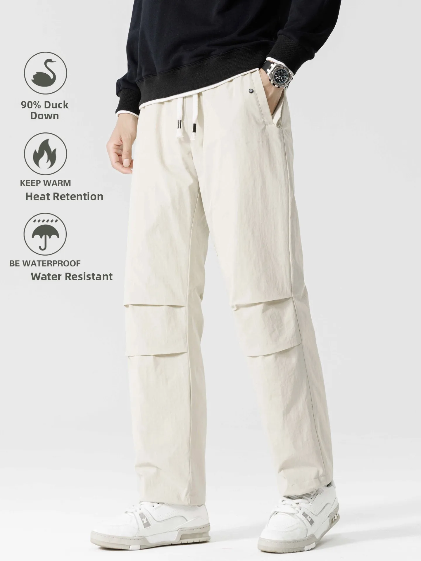 

Thiened down Snow Pants Men Women Outdoor Winter Cold Proof Windproof Waterproof Ski Pants Harbin Northeast China Snowy Cou...