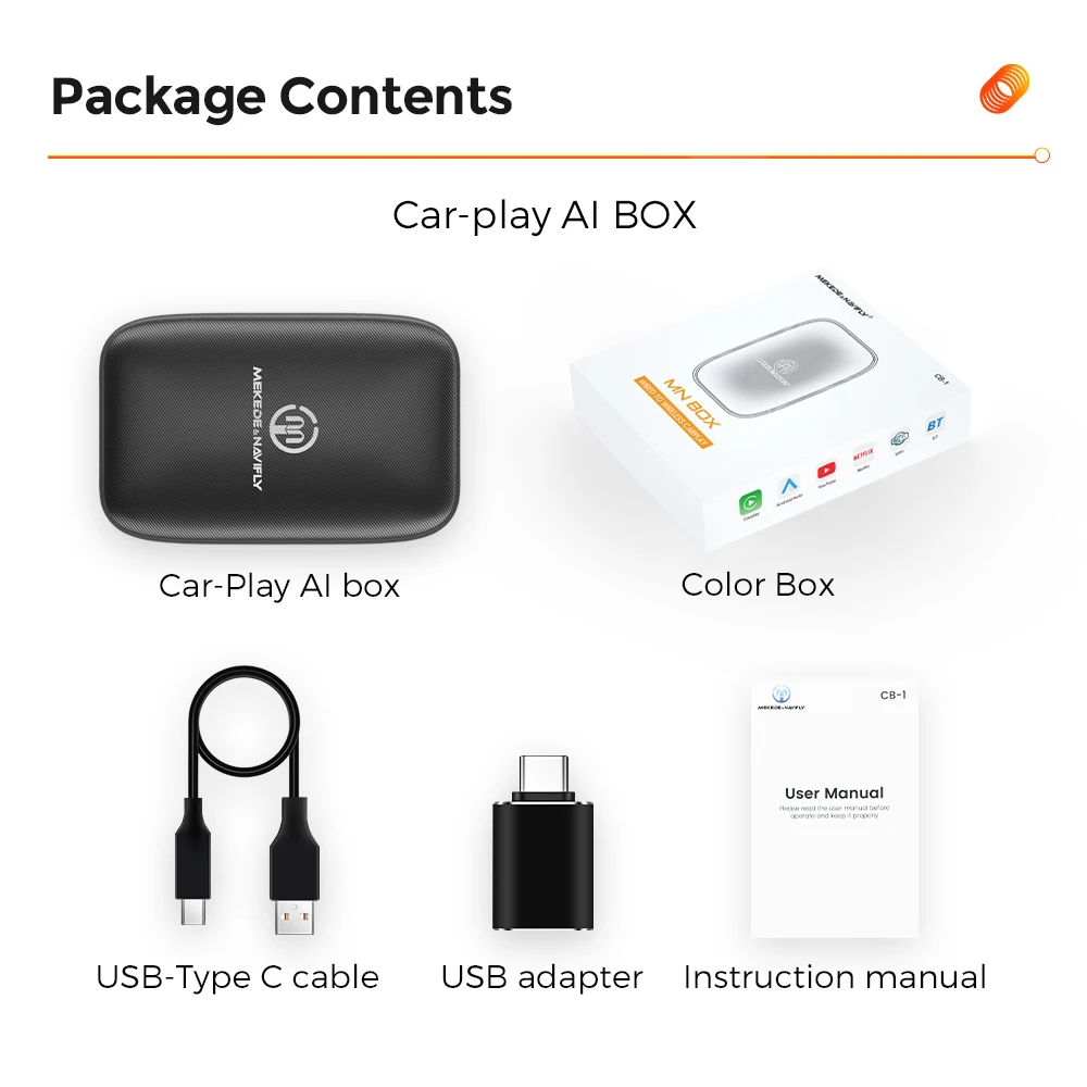 Ai Box Wired to Wireless CarPlay Adapter Android Auto Universal For Netflix YouTube Multimedia Player Mirror Links