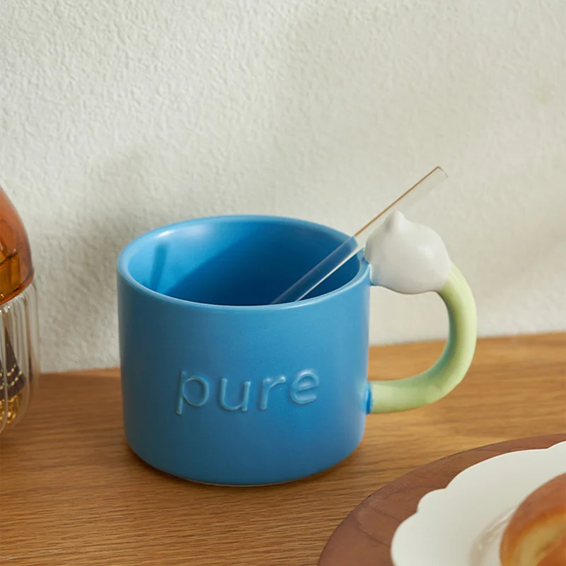 

Керамические кружки 360 мл Ins Популярные чашки большой емкости с конвалій Ручная ручка Оранжевая кружка с тиснением чистого письма под блестящей кружкой