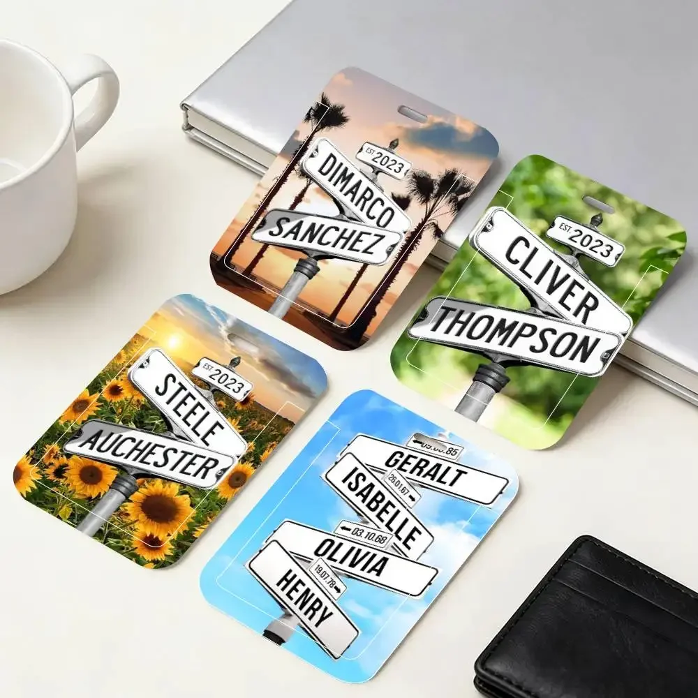 Tableau Personnalise Prenoms Intersection ID Card Holder Neck Strap Pendant Door Badge Holder Lanyards Keychain Work Credential