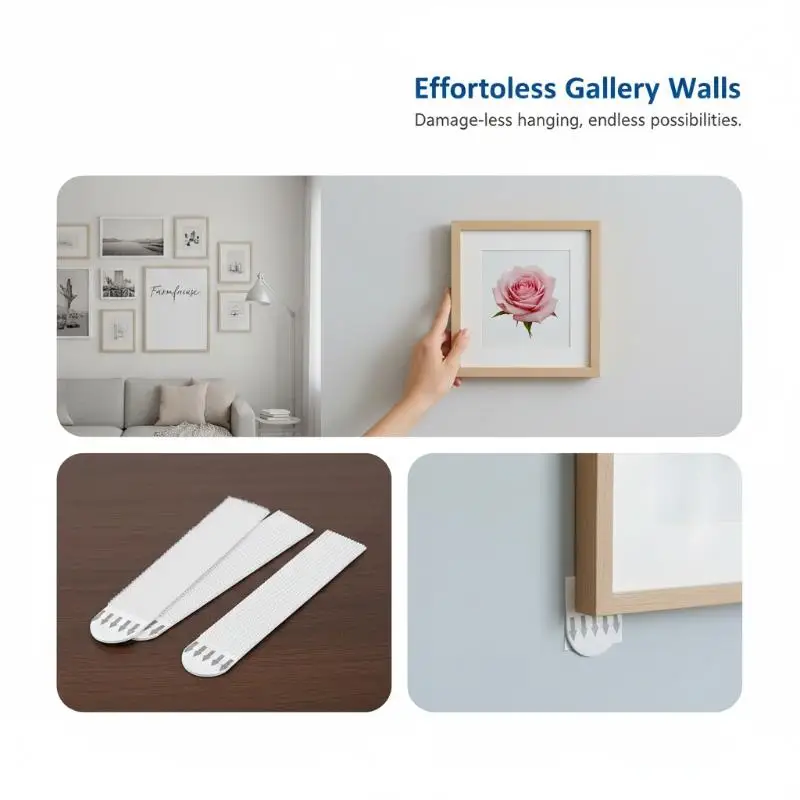 4/12pcs Tape Double Sided Strips Adhesive Hanging Mounting Picture Wall Stickers Sticky Removable Duty Heavy Pads Sticker Poster