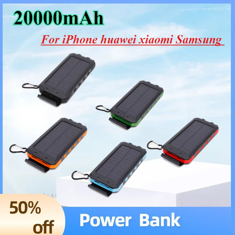 

10000mAh Solar Power Bank Portable Large Capacity Charger for iPhone huawei xiaomi Samsung Fast Charging