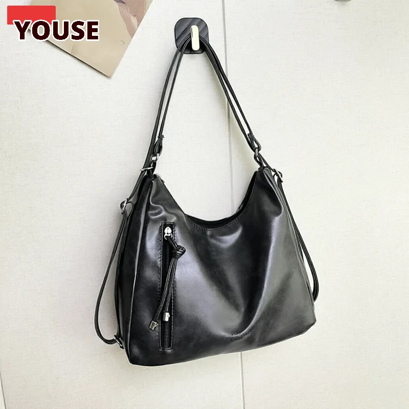 

Women's Soft Synthetic Leather Hobo Bag Multipurpose Large Capacity Shoulder Backpack Vintage Crossbody Tote Bag For Work Travel