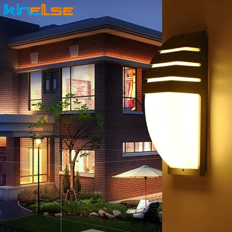 Luz LED de pared impermeable para porche, lámpara de pared moderna de 10W, con Sensor de movimiento, para Villa, patio, jardín, iluminación exterior