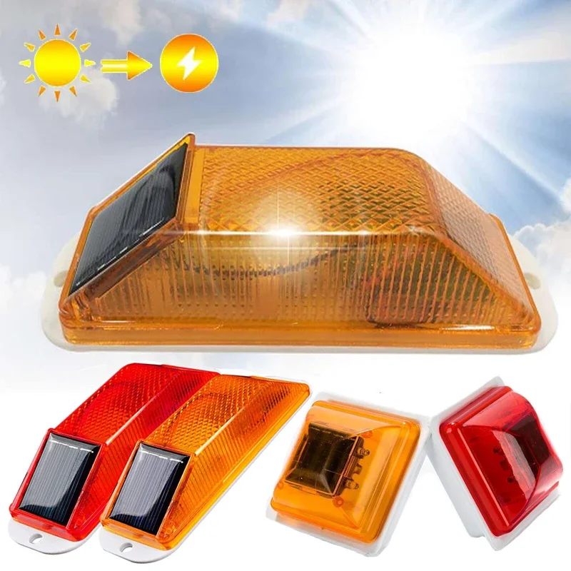 LED Solar Strobe Warning Lamp Rechargeable Solar Night Driving Traffic Safety Cautionled LED Light Chip Control Car Accessories