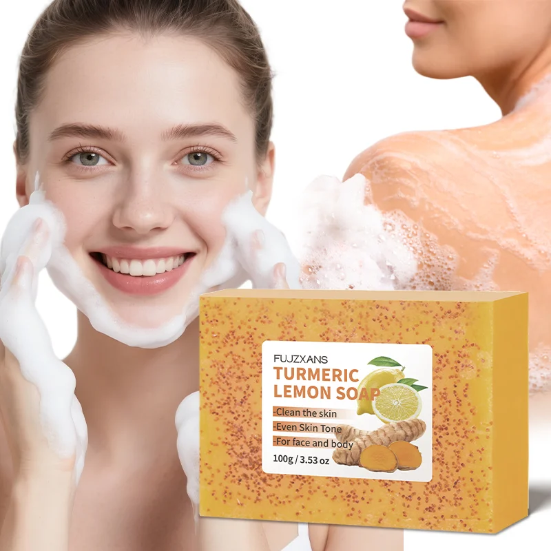 

Мыло с лимоном, куркумой и койевой кислотой 100 г: натуральное отбеливающее средство для ухода за кожей, осветляющее и отбеливающее, для очищения лица и гигиены тела