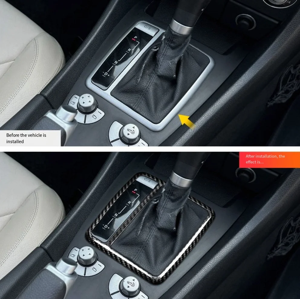Real Dry Carbon Fiber Gear Shift Frame Trim For Mercedes Benz SLK R171 2004-2010 Interior Decal