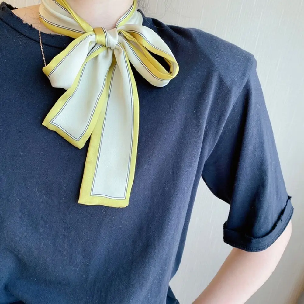 Silk Satin Headscarf Women Fashion Solid Color Necktie Chic Decorative Hair Ribbon Elegant Soft Shawl Neck Accessory Wrap