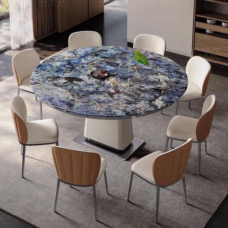 Round Dining Table Marble Hotel Nordic Poker Foldable Console Dining Table Coffee Desk Salon Mesa Comedor Balcony Furniture