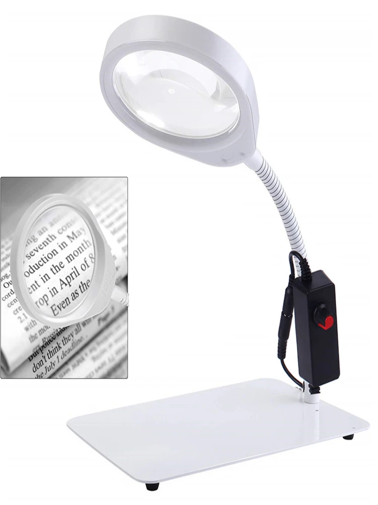 

Desktop Magnifier Magnifying Loupe with 5X 8X 10X Lens Lamp Desk-Type EU US Plug Magnifier with LED Light