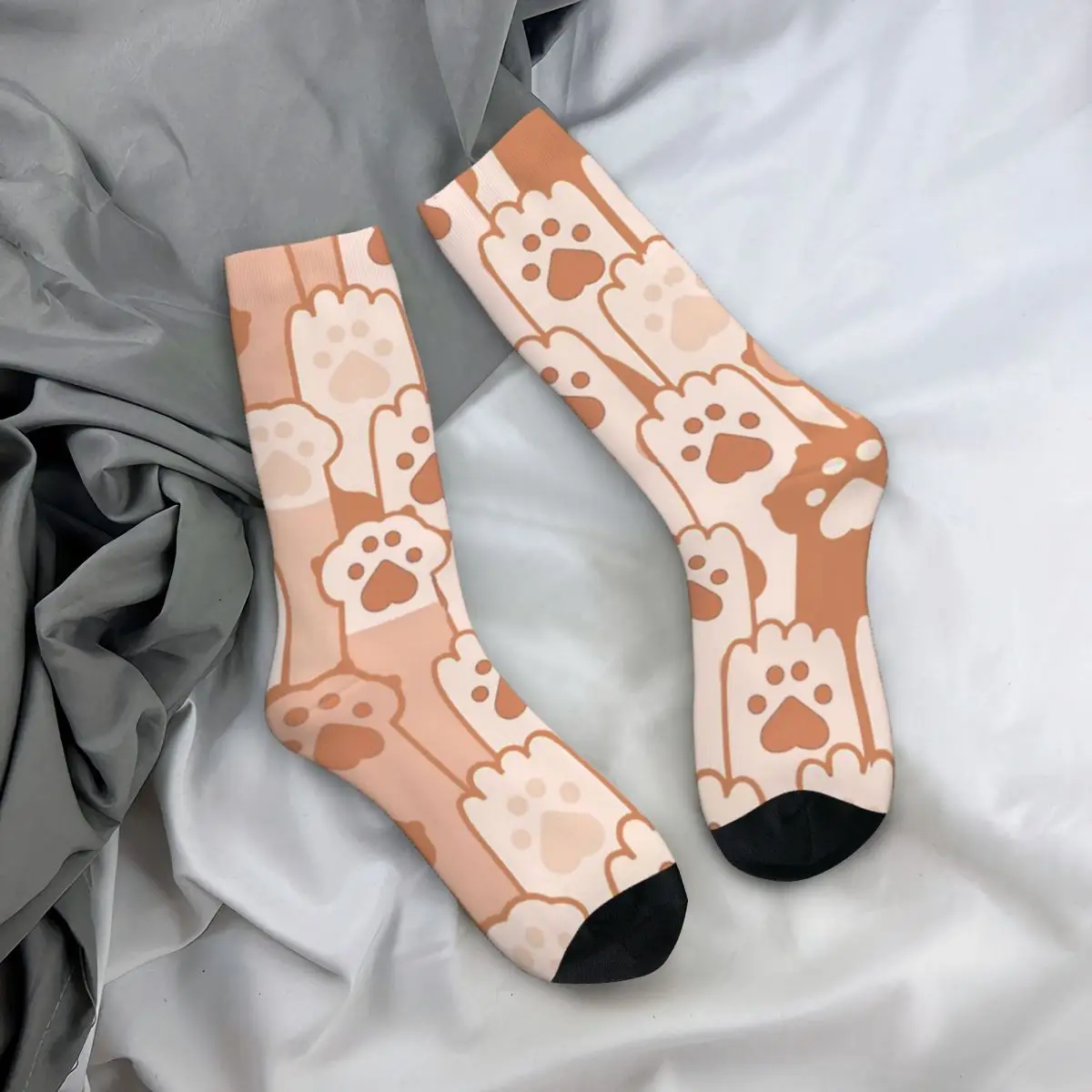 Hip Hop Vintage Paws Crazy Men's Socks Peach Cat Unisex Harajuku Seamless Printed Funny Novelty Crew Sock Boys Gift