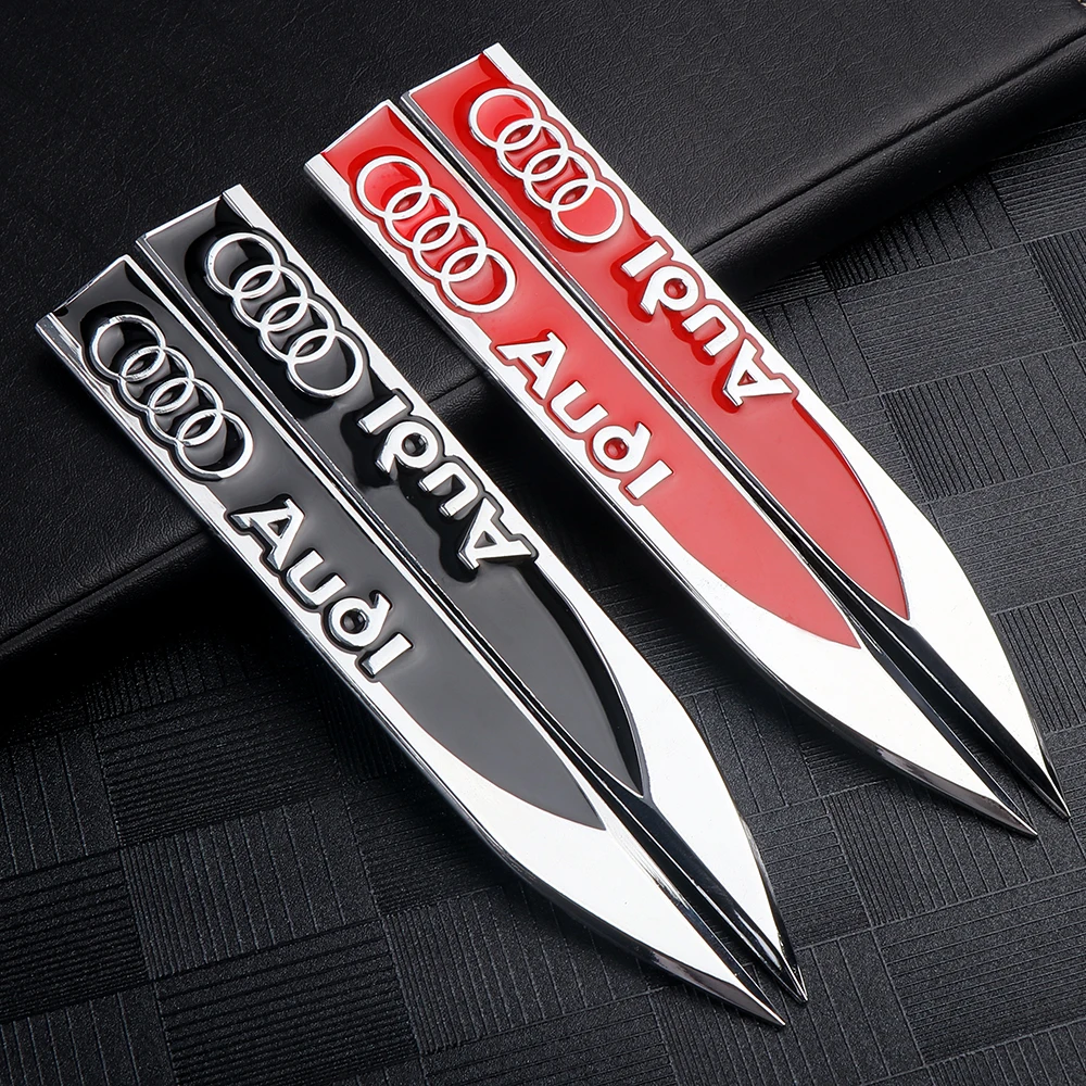 2PCS Car Left Right Wing Side Fender Sticker Auto Emblem Decoration for Audi Sline TT A6 C6 A5 A4 B8 B6 A3 A8 A2 A1 Q3 Q5 Q7 RS