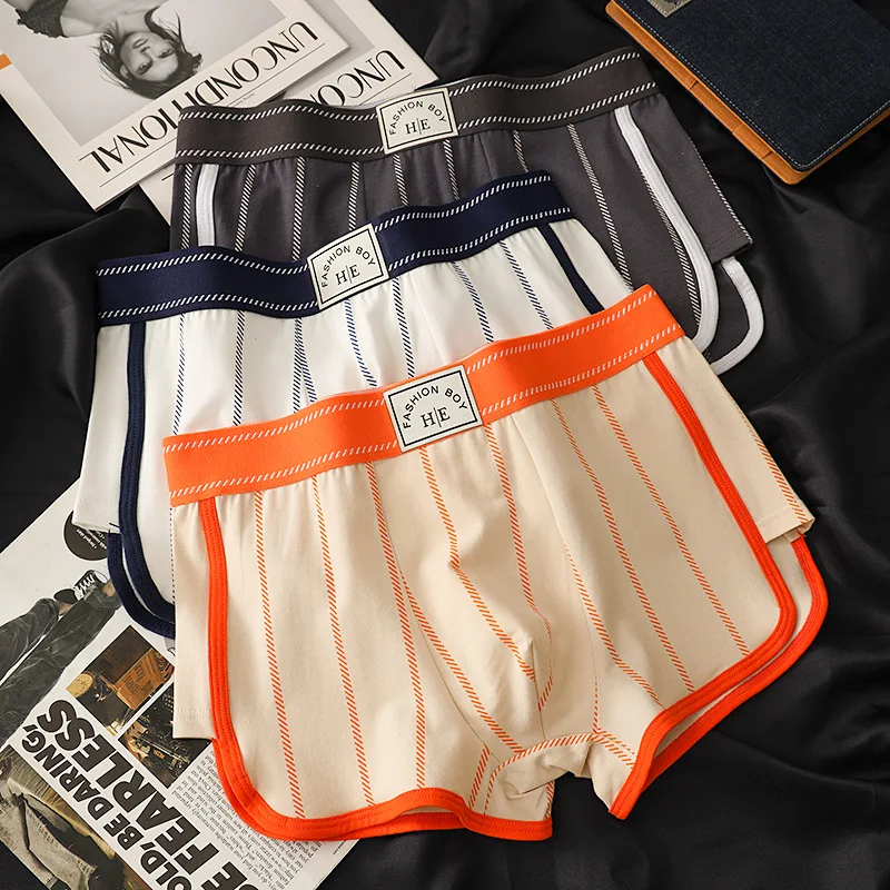 

L-4XL Large Size Men's Cotton Underwear Striped Aro Pants Breathable Sleep Underpant Boxers Youth Male Pajama Shorts Loungewear