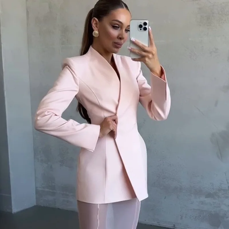 

Элегантный женский комплект с юбкой, сексуальный INS, корсет с длинными рукавами, блейзер, прозрачная сетчатая макси-юбка, комплект из двух предметов, офисная женская одежда