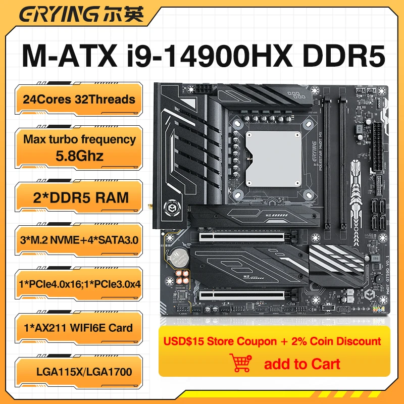 ERYING Interposer Kit i9 14900HX CPU Motherboard Combo 24C32T M