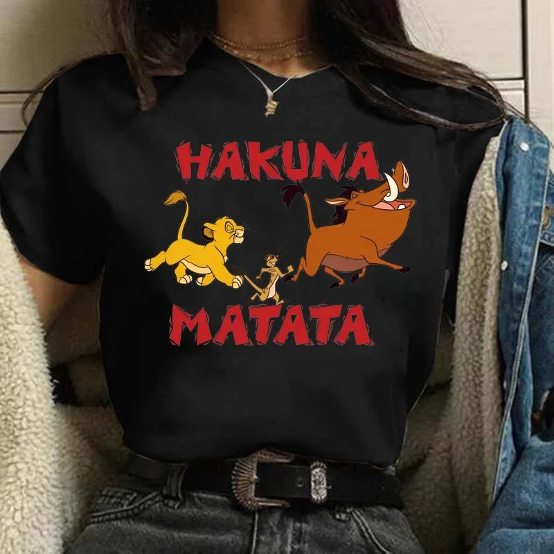 Fashion Woman Clothes HAKUNA MATATA Print T-shirt Leisure Top Tshirt Ladies Lion King Graphics Female T Shirt Women T Shirt