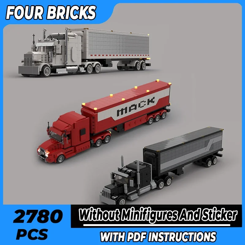 

Городские транспортные средства, модель Moc, строительные кирпичи, грузовик с прицепом, технологические блоки, подарки, рождественские игрушки, наборы «сделай сам», сборка