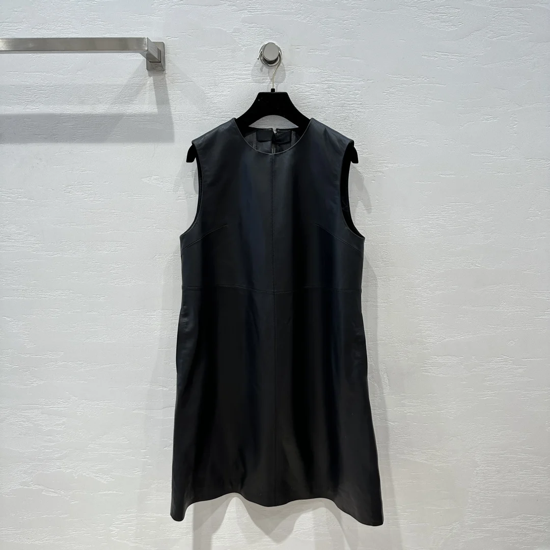 Women's Clothing    New minimalist vest dress in uncoated lambskin with side pockets