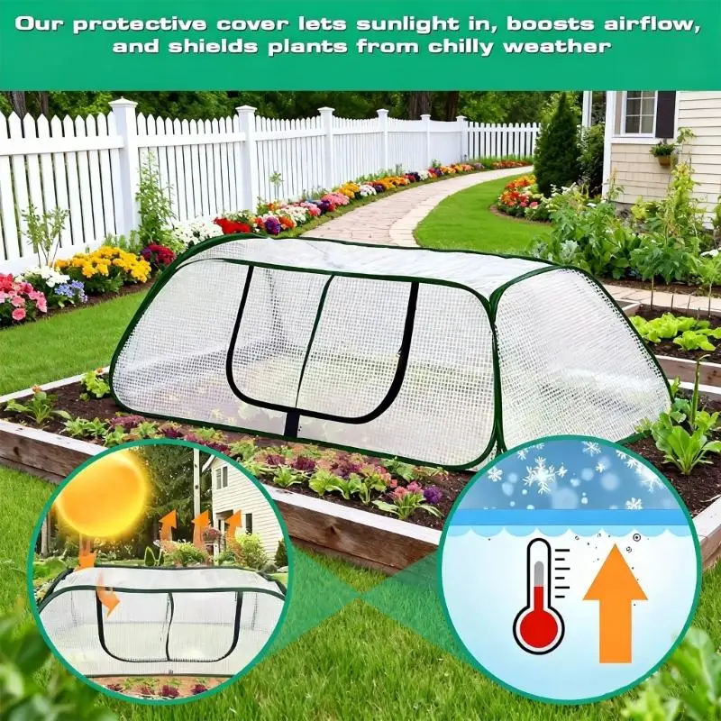 Greenhouse Cover Garden Row Accelerator Plant Cover With Zippered Door Gardening Home Supplies For Household Accessories X3UC