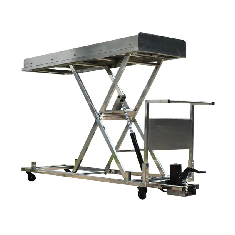 stainless steel factory direct price medical cart trolley morgue trolley mortuary scissor lift