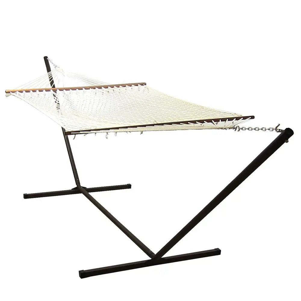 Double Rope Hammock with Stand for Outside, Heavy Duty, Natural