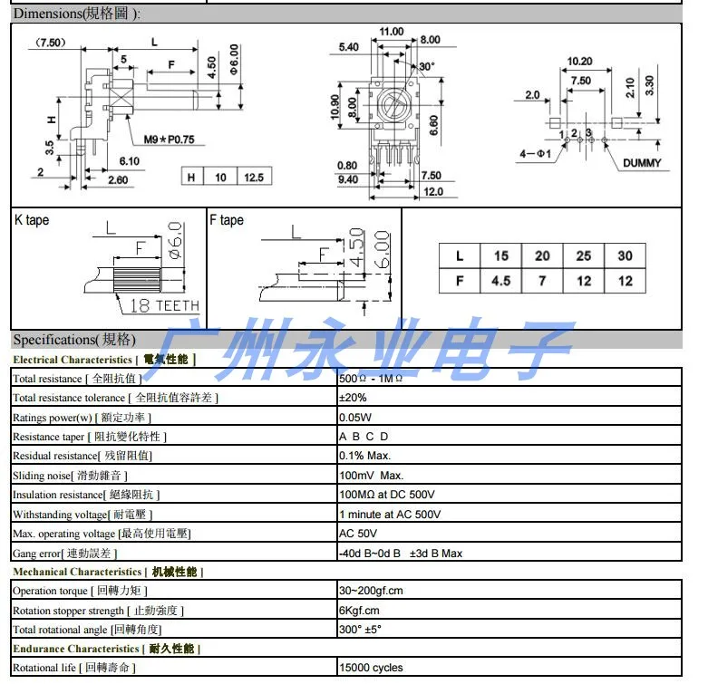 1 Piece RK11 Type 4 Feet Single B104 Mixer Volume Control Amplifier Potentiometer B100K 104B Handle Length 13MM