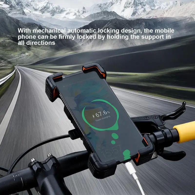 Bicycle Phone Mount Bike Shockproof Bracket GPS Clip 360 View Universal Bicycle Mobile Holder Mount  For Mountain Folding Bikes