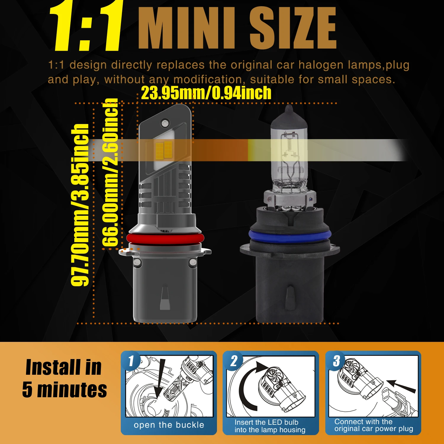 2PCS HB5 9007 LED Headlight Car Bulbs High Power White Fog Light Diode Lamp 12V 55W CAN-BUS No Error for Nissan Xterra 2002-2015