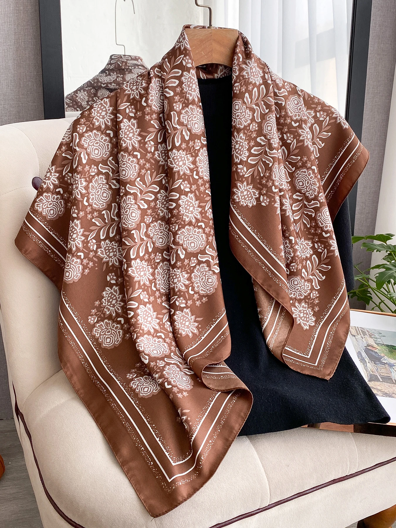 Design-Twill-Seidenschal für Damen, Luxusmarke, Hijab, Kopftuch, Foulard, Damenschal, Wickeltuch, Echarpe, Bandana