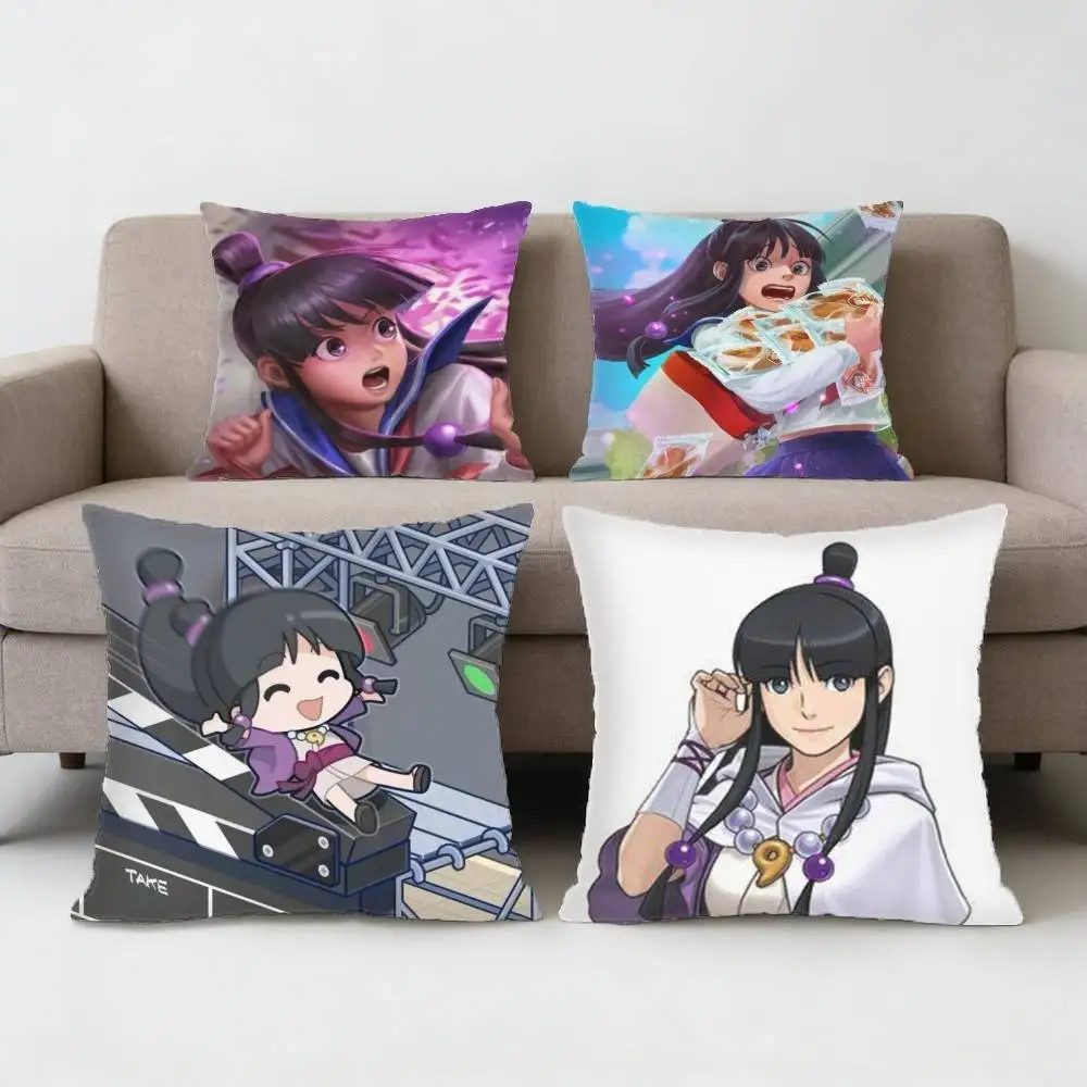

Ace Attorney Maya Fey Pillow Case Anti-dustmite Pillowcase Invisible zipper silky short plush Sofa cushion cover