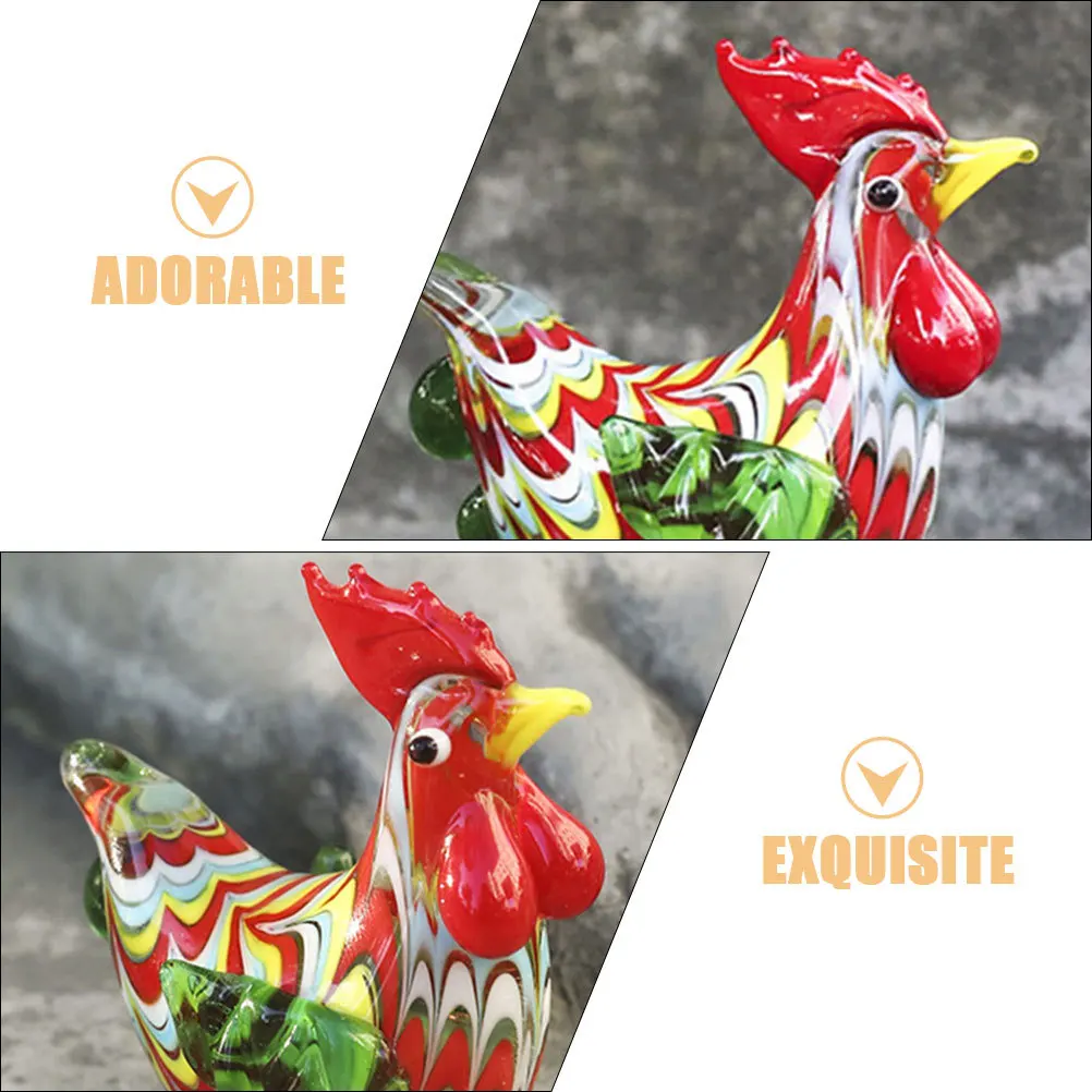 

Glass Chicken Decoration Rooster Desktop Decorative Statue Indoor Figurines Ornament