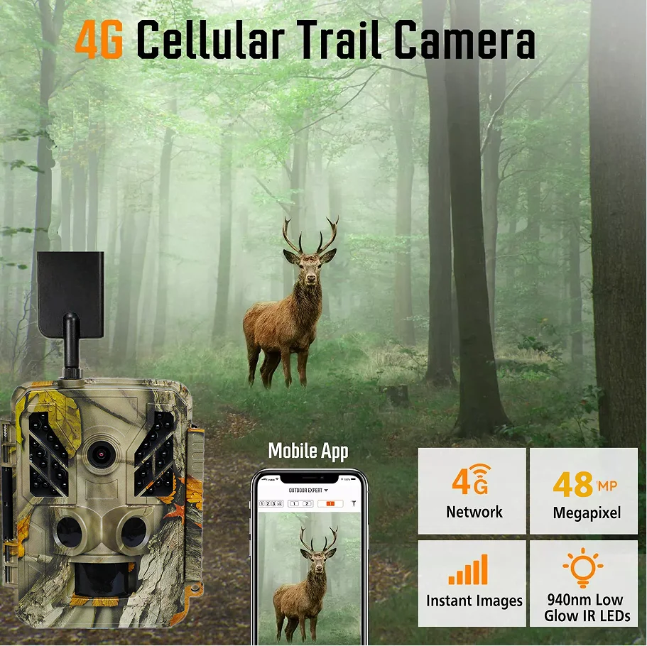 Câmera digital vintage 120 graus ângulo pir cmos 1080p 36mp 2.4 polegadas tft hd caça trilha celular 4g vigilância