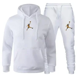 2024 Fashion men's sportswear casual hoodie jumper + sweatpants two-piece fitness jogging sportswear street men's and women's su