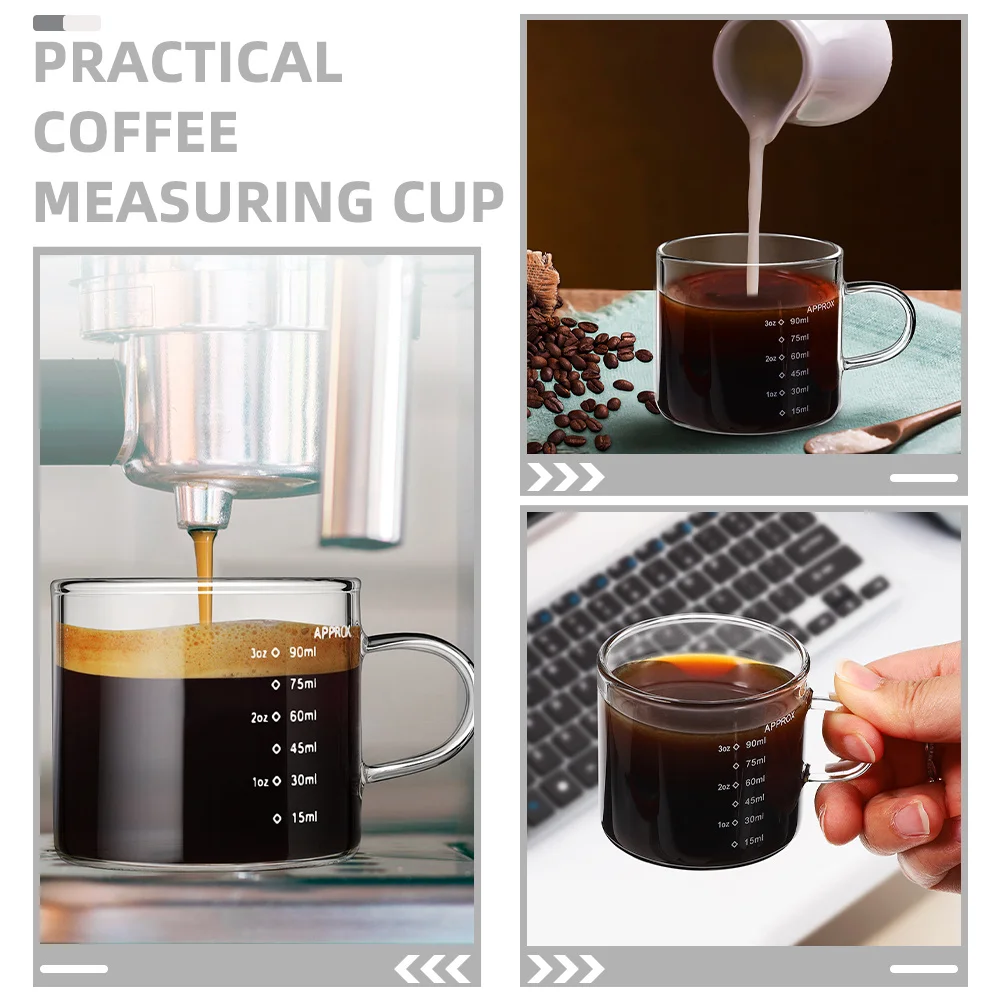 

Clear Glass Coffee Mug Milk Cup Measuring Scale Cold Hot Resistant Transparent Beverage Cup for Baking Office Home
