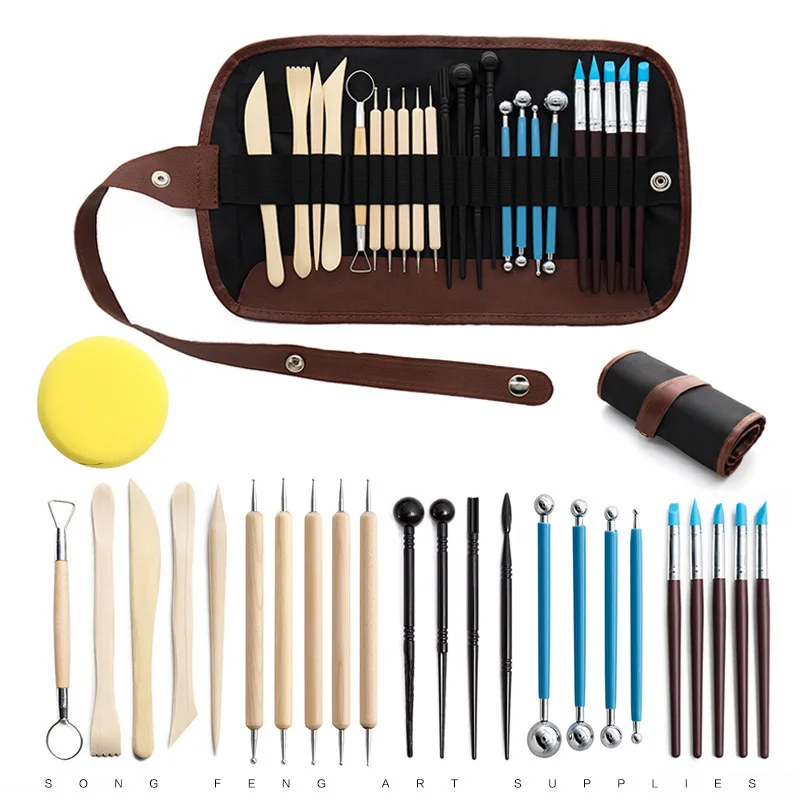 25pcs Polymer Clay Tools Modeling Clay Sculpting Set Pottery Tools with Ball Stylus Dotting Rock Painting Kit