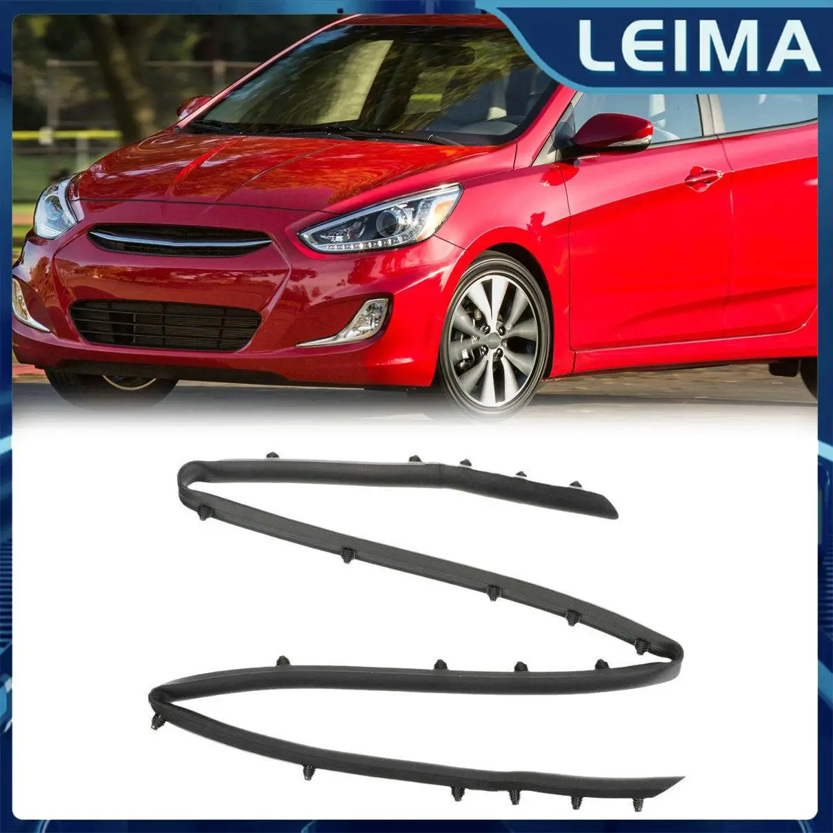 Front Bumper Shield Rubber Seal Strip Trim 86357-1R000 For 2012-2017 Hyundai Accent Sedan 1.6L Engine Hood Rubber Sealing Strip