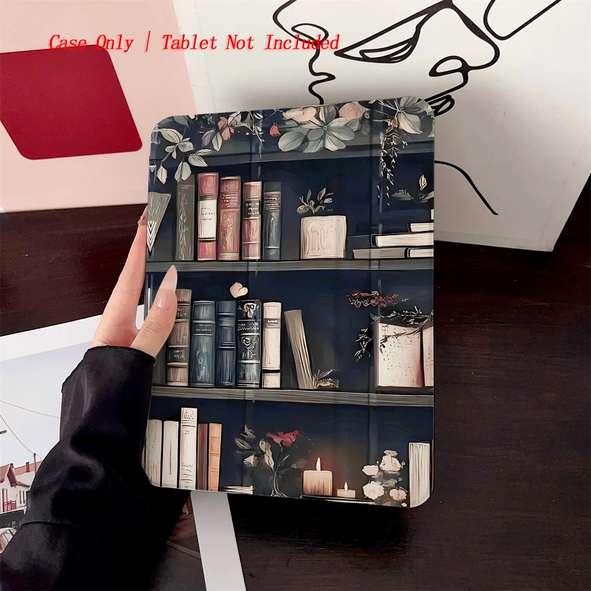 

Vintage-Inspired Unique Shelf with Items & Books iPad Case for Apple - Lightweight Full Coverage Cover